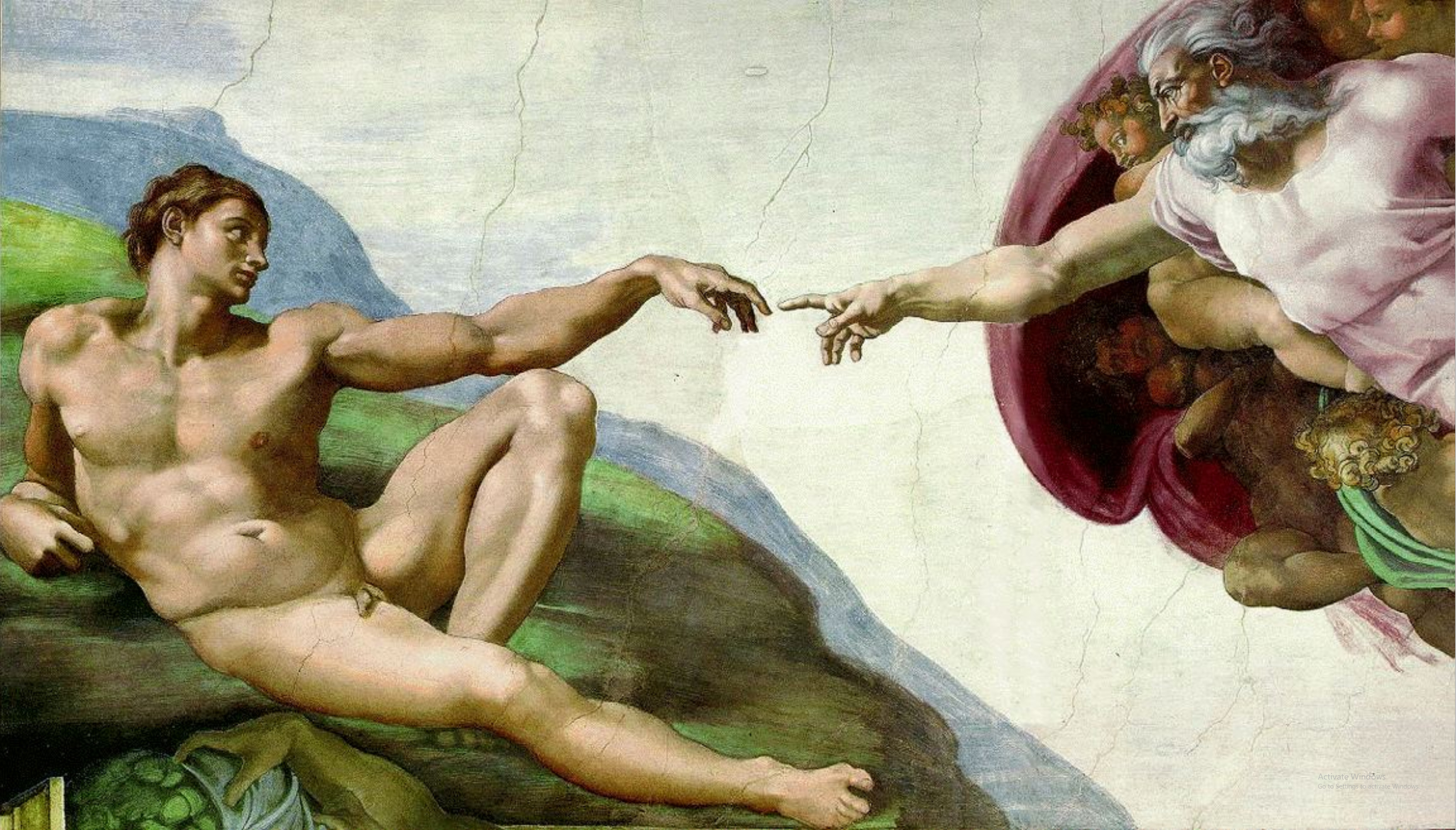 The Creation of Adam, 
 from the Sistine Chapel, 
 by Michelangelo